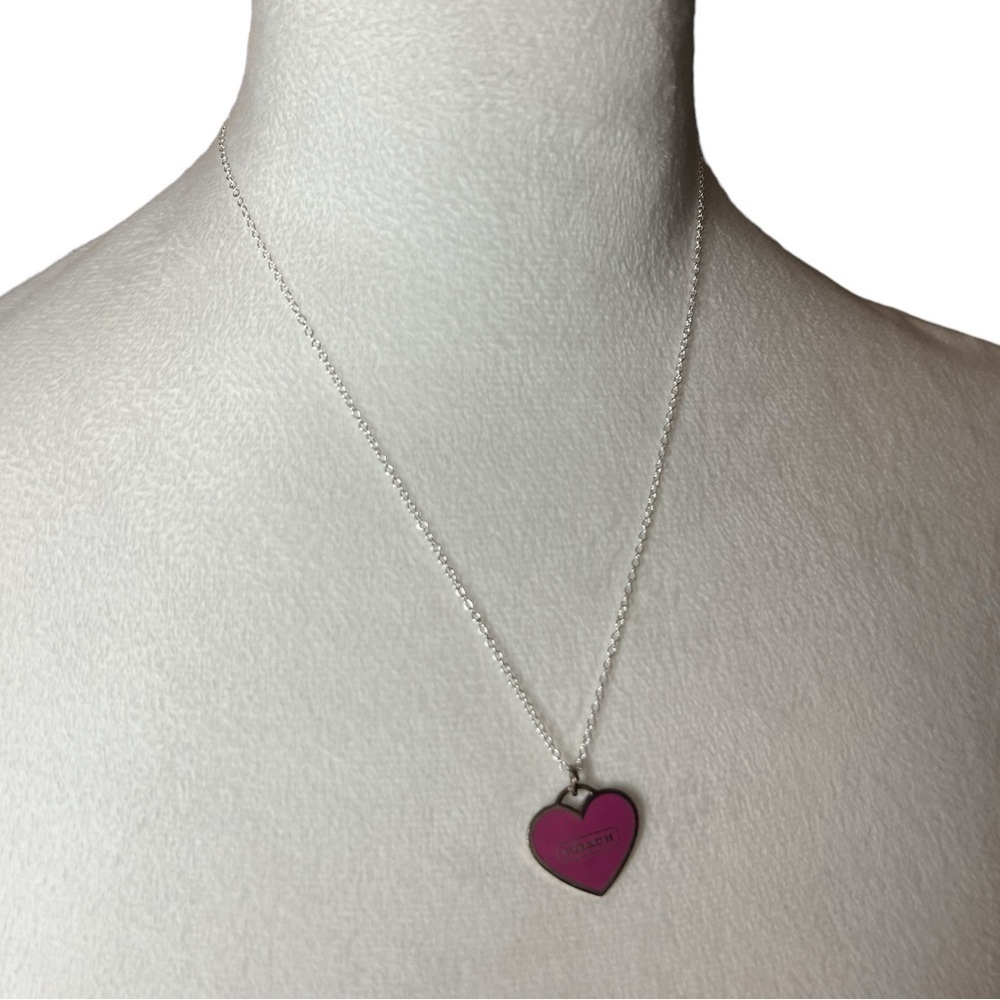 Coach Pink Heart Pendant Necklace - Picture 3 of 3